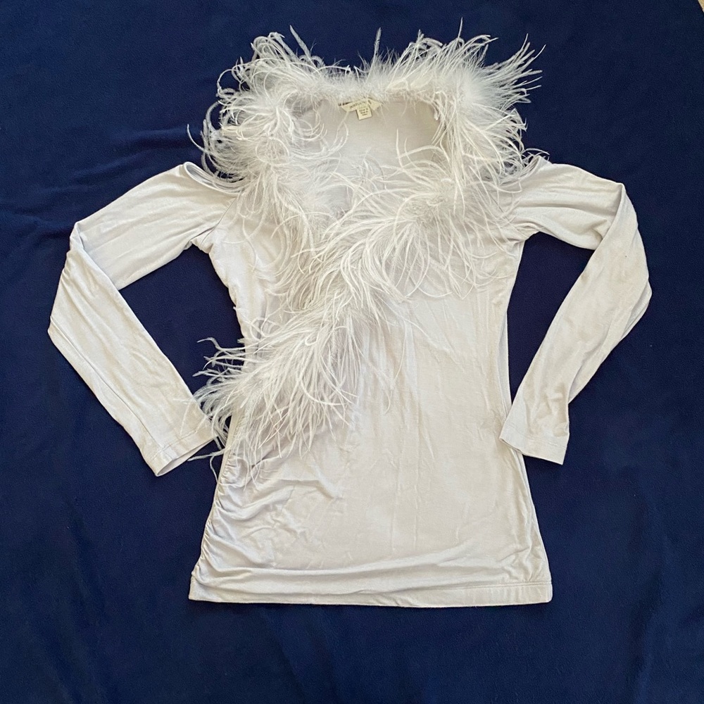 Boston Proper Feather Trim Top